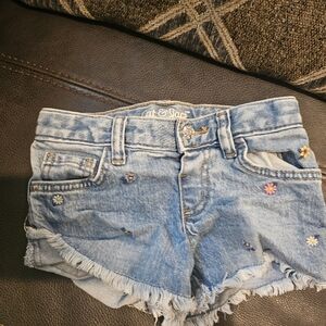 Cat & Jack Light Blue Denim Shorts with Floral Accents